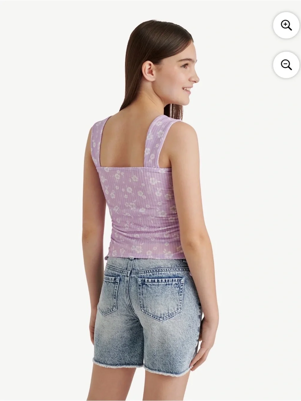 Justice Girls Cinched Floral Tank in Violet | size medium (10)